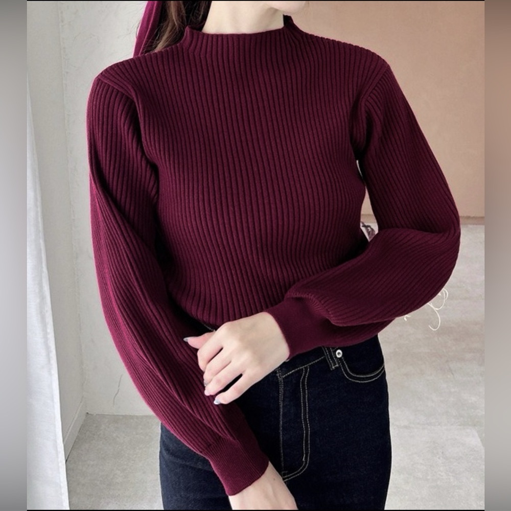 NWT INC International Concepts Ribbed Mock Turtleneck Sweater Balloon Sleeve